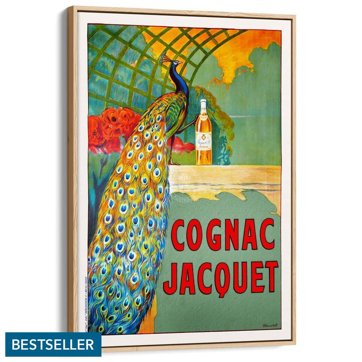 Cognac Jacquet Peacock | France A3 297 X 420Mm 11.7 16.5 Inches / Canvas Floating Frame - Natural