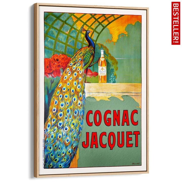 Cognac Jacquet Peacock | France A3 297 X 420Mm 11.7 16.5 Inches / Canvas Floating Frame - Natural