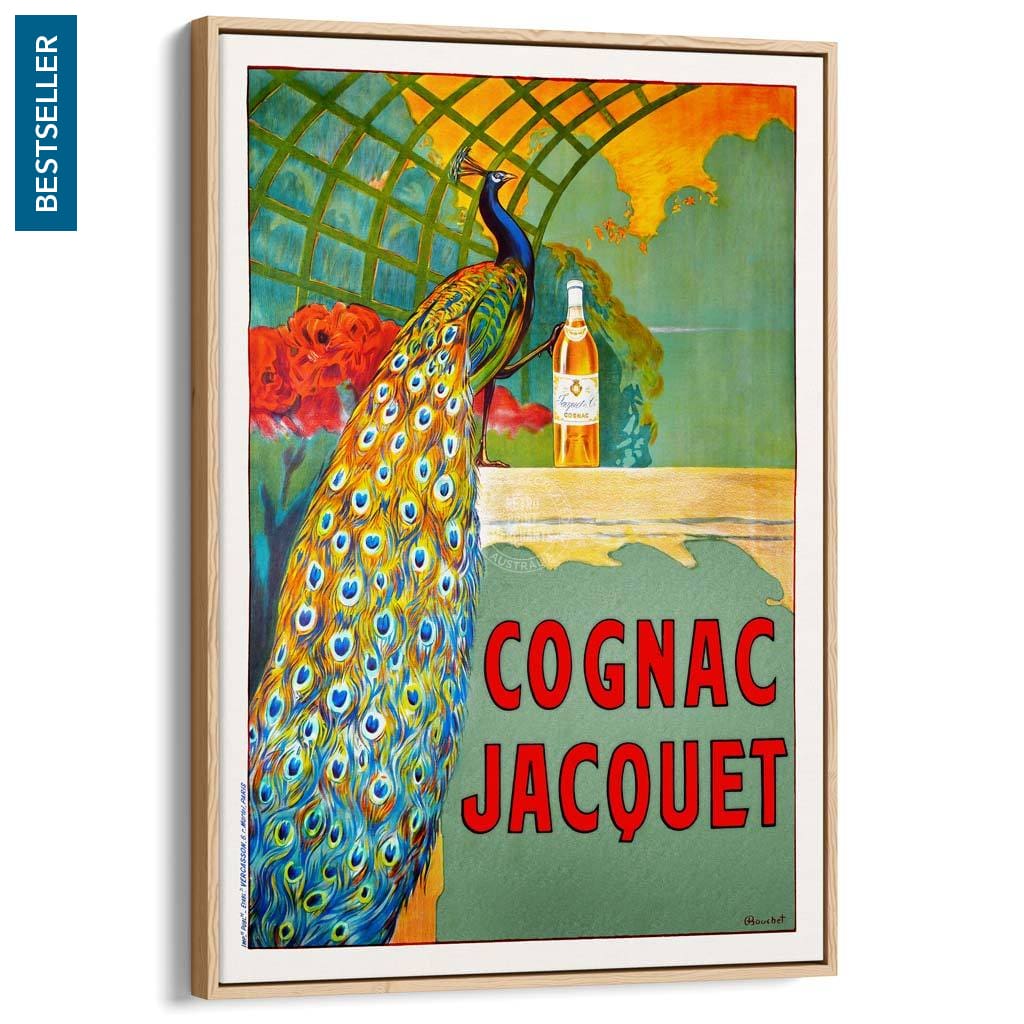 Cognac Jacquet Peacock | France A3 297 X 420Mm 11.7 16.5 Inches / Canvas Floating Frame - Natural