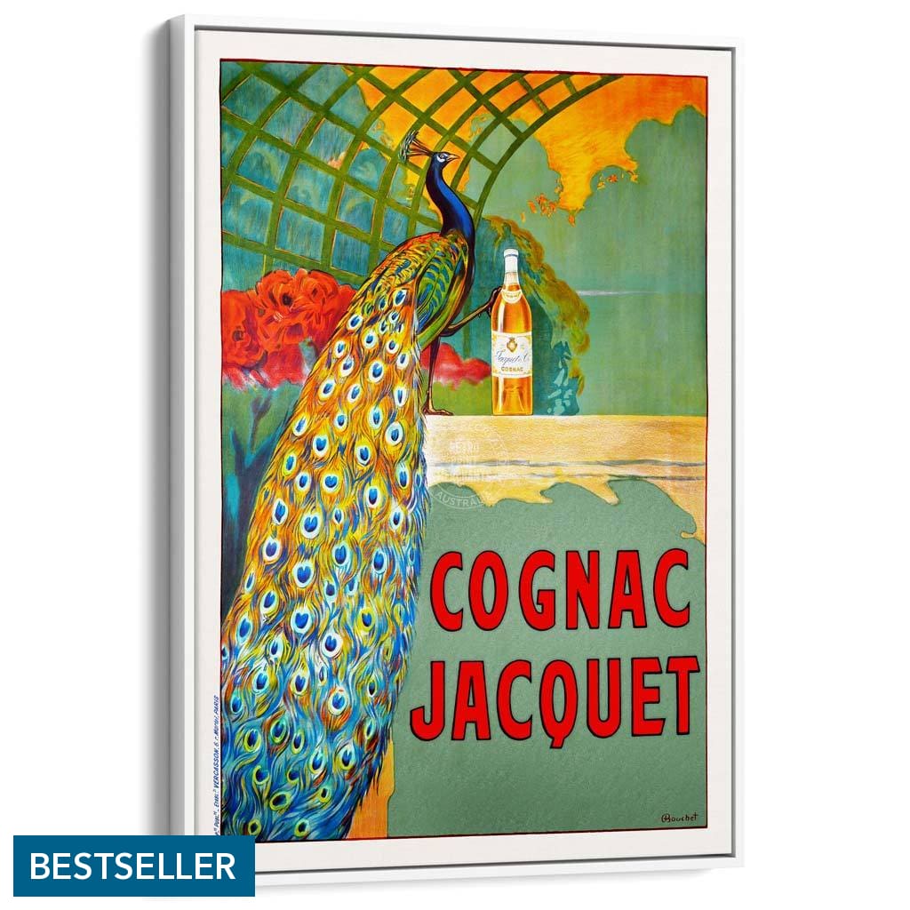 Cognac Jacquet Peacock | France A3 297 X 420Mm 11.7 16.5 Inches / Canvas Floating Frame - White