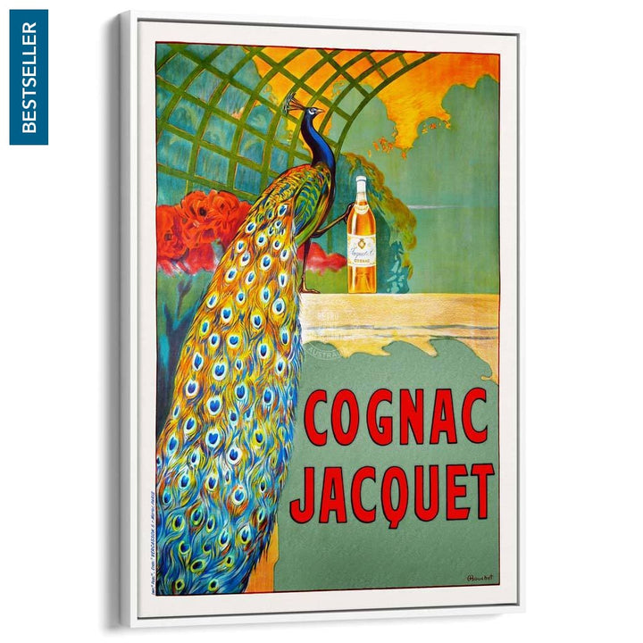 Cognac Jacquet Peacock | France A3 297 X 420Mm 11.7 16.5 Inches / Canvas Floating Frame - White