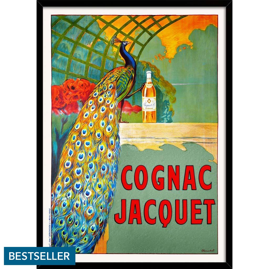 Cognac Jacquet Peacock | France A3 297 X 420Mm 11.7 16.5 Inches / Framed Print - Black Timber Art
