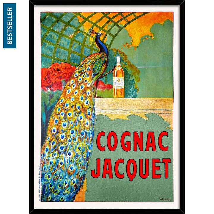 Cognac Jacquet Peacock | France A3 297 X 420Mm 11.7 16.5 Inches / Framed Print - Black Timber Art