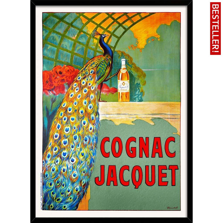 Cognac Jacquet Peacock | France A3 297 X 420Mm 11.7 16.5 Inches / Framed Print - Black Timber Art
