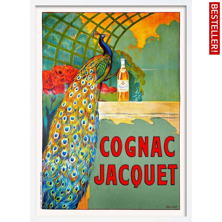Cognac Jacquet Peacock | France A3 297 X 420Mm 11.7 16.5 Inches / Framed Print - White Timber Art