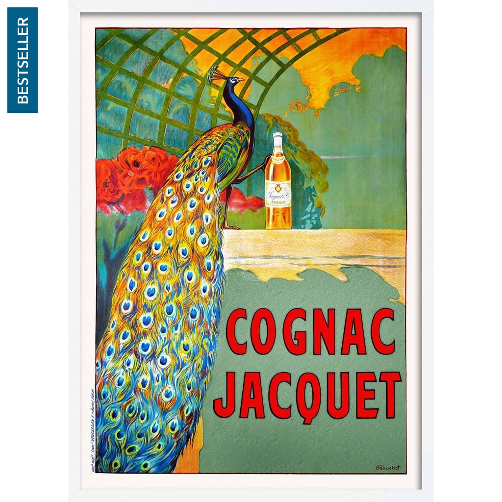 Cognac Jacquet Peacock | France A3 297 X 420Mm 11.7 16.5 Inches / Framed Print - White Timber Art