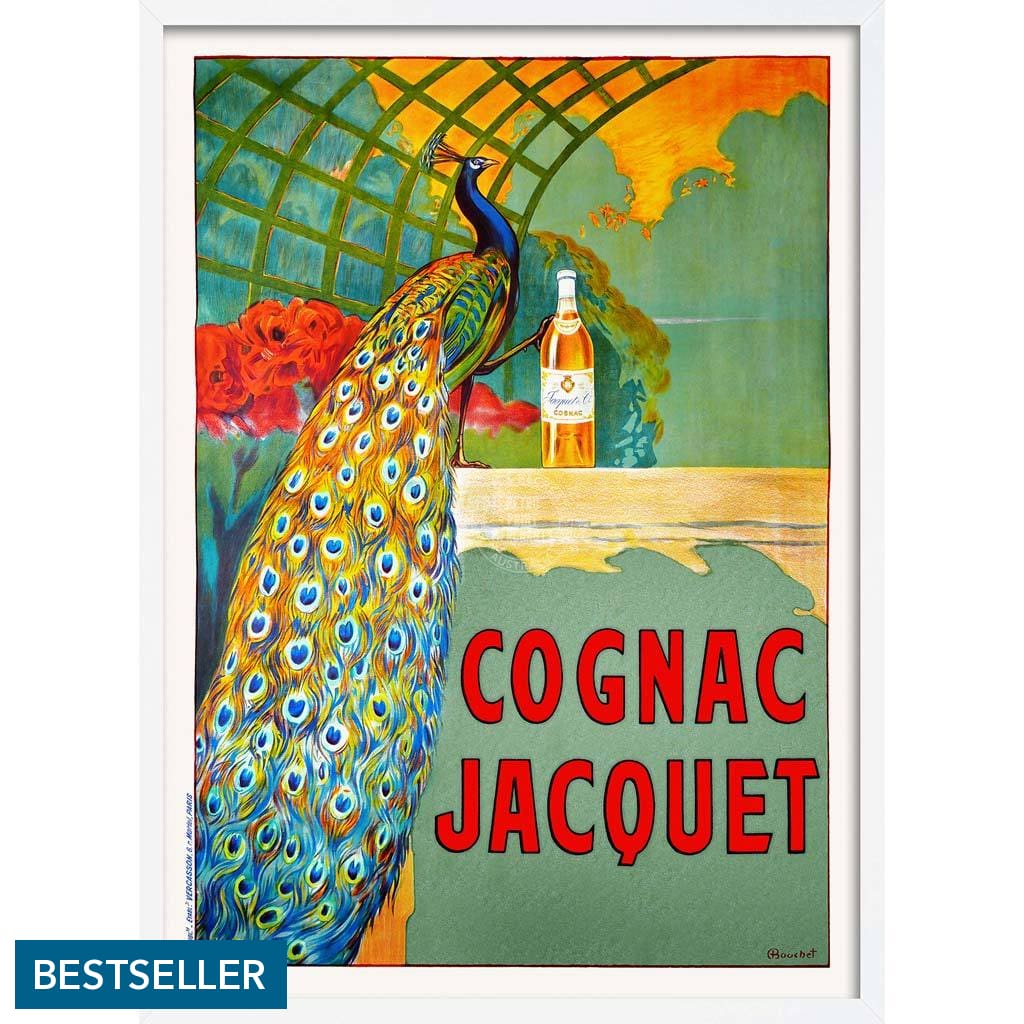 Cognac Jacquet Peacock | France A3 297 X 420Mm 11.7 16.5 Inches / Framed Print - White Timber Art