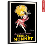 Cognac Monnet 1927 | France A3 297 X 420Mm 11.7 16.5 Inches / Canvas Floating Frame - Black Timber