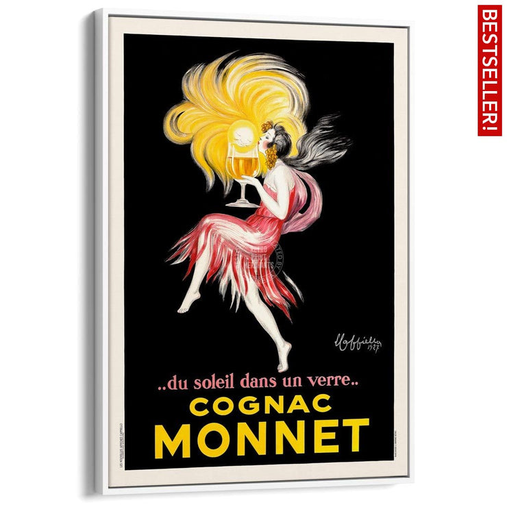 Cognac Monnet 1927 | France A3 297 X 420Mm 11.7 16.5 Inches / Canvas Floating Frame - White Timber