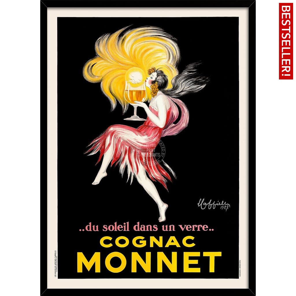 Cognac Monnet 1927 | France 422Mm X 295Mm 16.6 11.6 A3 / Black Print Art