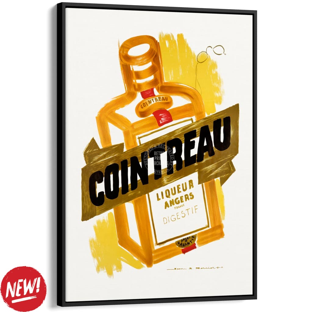 COINTREAU 1955 | FRANCE A3 | 297 x 420mm | 11.7 x 16.5 inches / Canvas Floating Frame: Black Timber Print Art