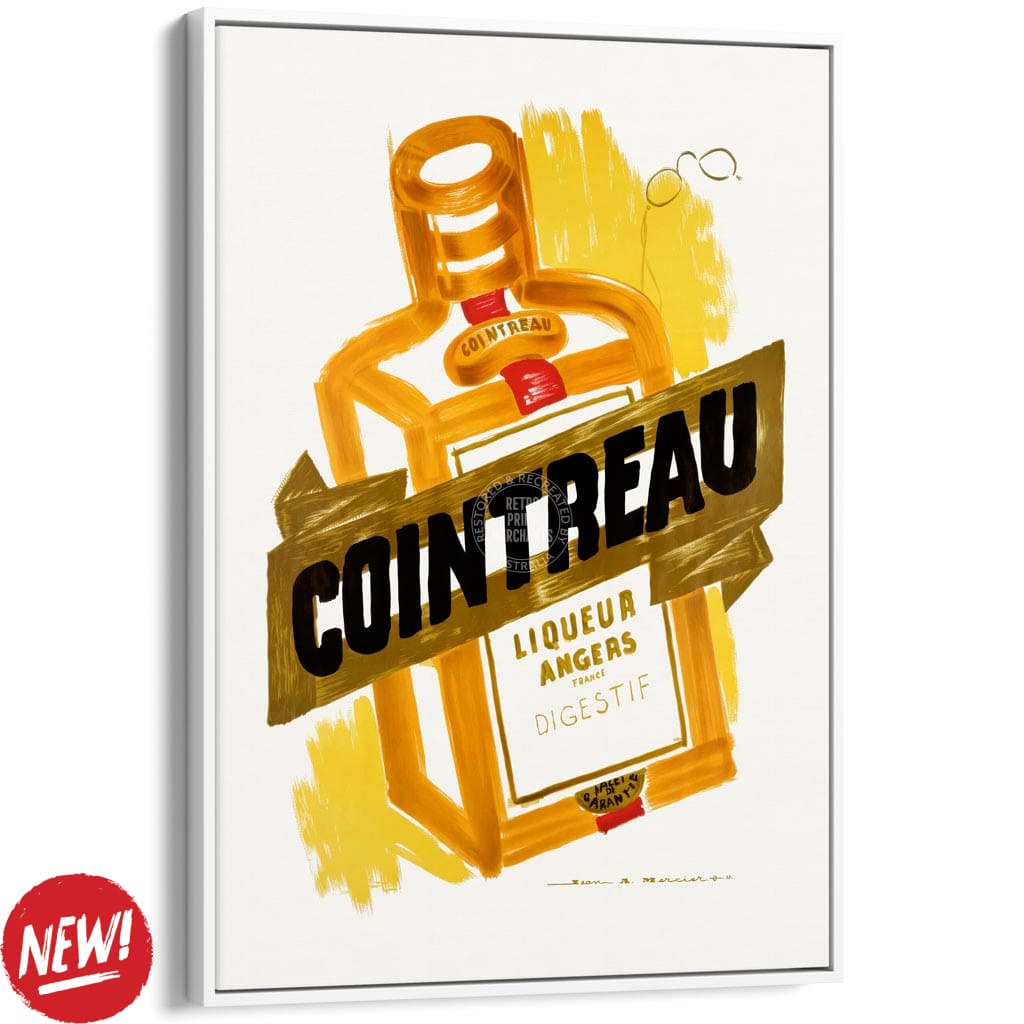 COINTREAU 1955 | FRANCE A3 | 297 x 420mm | 11.7 x 16.5 inches / Canvas Floating Frame: White Timber Print Art