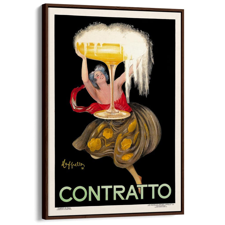 Contratto 1922 | Italy A3 297 X 420Mm 11.7 16.5 Inches / Canvas Floating Frame - Dark Oak Timber