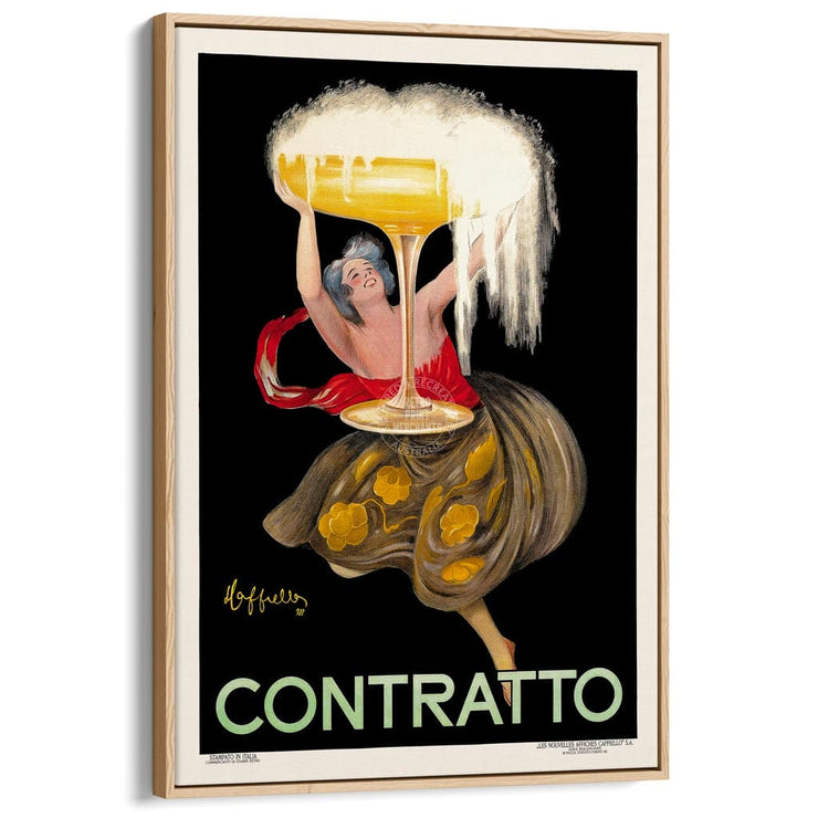 Contratto 1922 | Italy A3 297 X 420Mm 11.7 16.5 Inches / Canvas Floating Frame - Natural Oak Timber