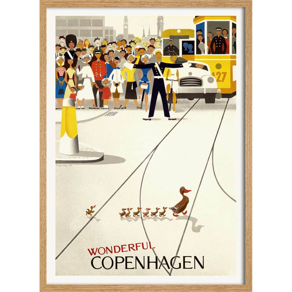 Copenhagen | Denmark 422Mm X 295Mm 16.6 11.6 A3 / Natural Oak Print Art