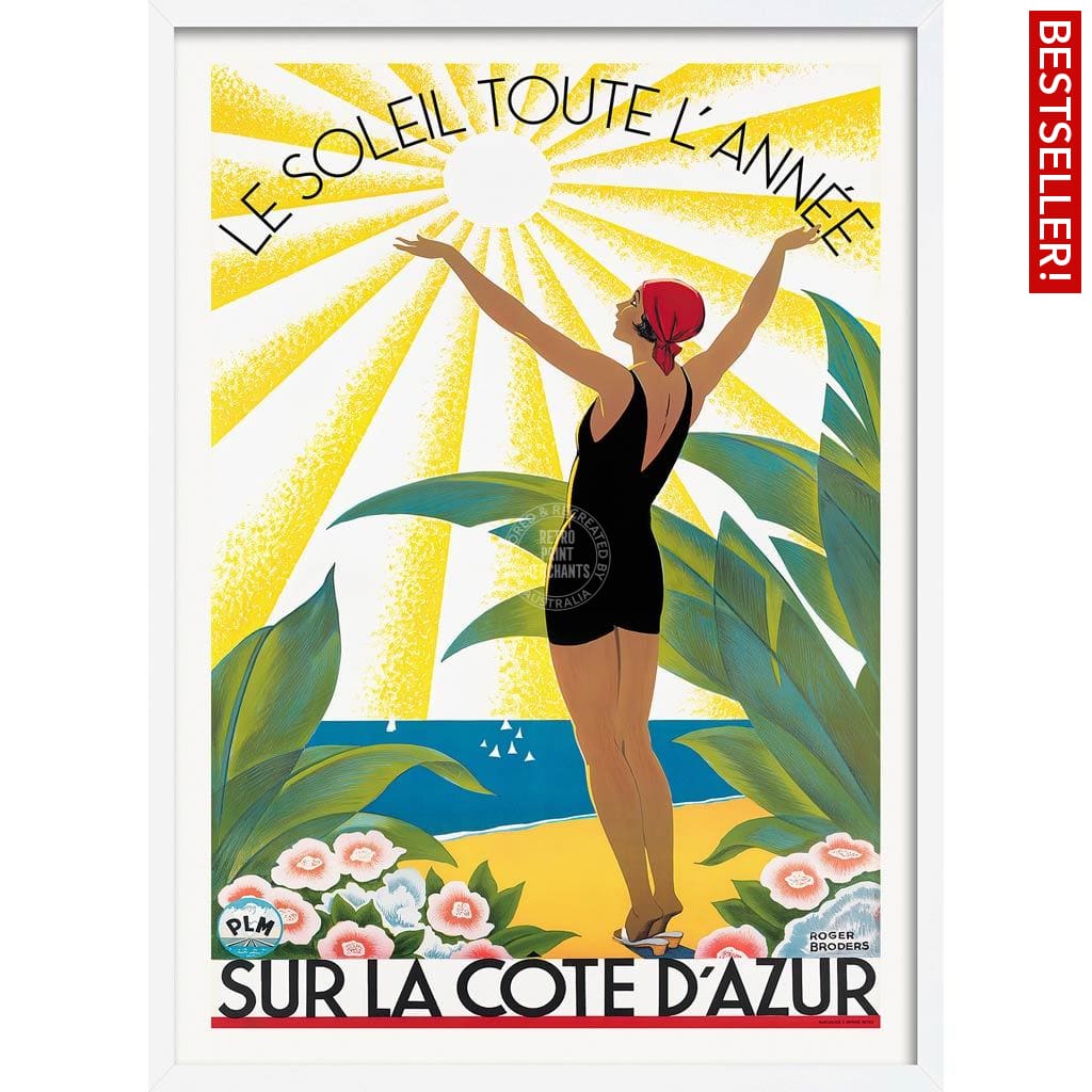 Cote Dazur 1931 | France A3 297 X 420Mm 11.7 16.5 Inches / Framed Print - White Timber Art