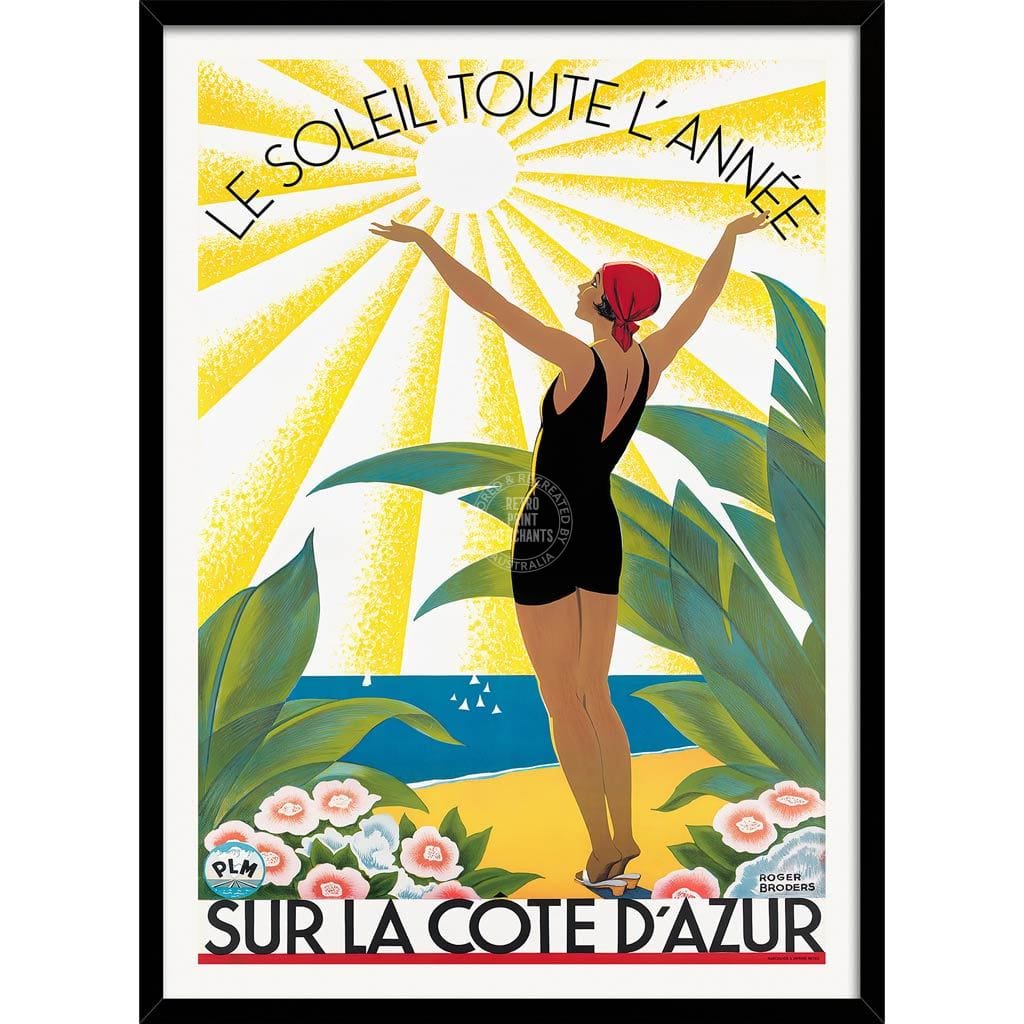 Cote Dazur 1931 | France A3 297 X 420Mm 11.7 16.5 Inches / Framed Print - Black Timber Art