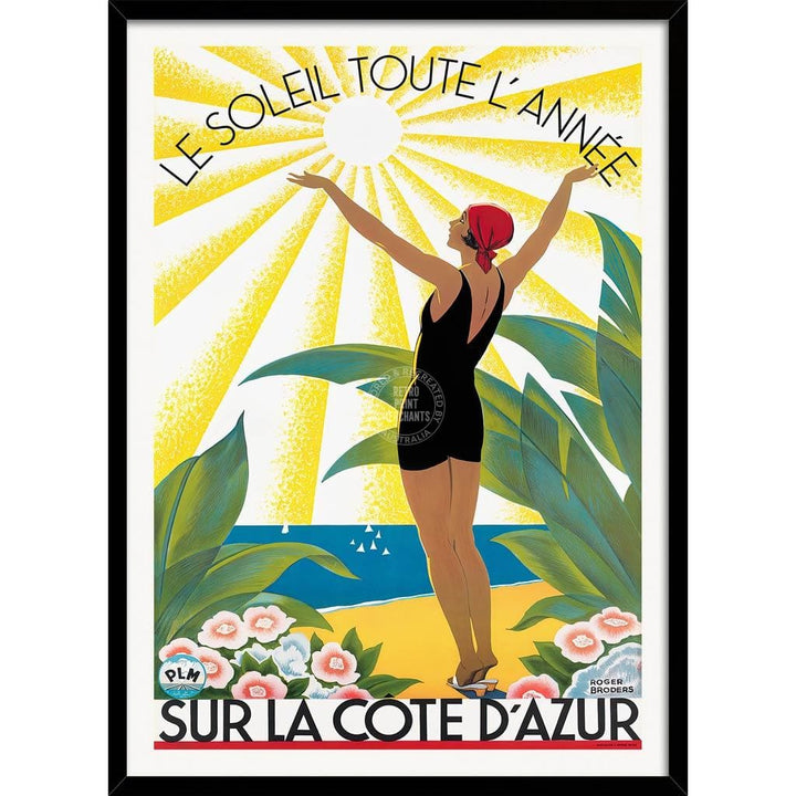 Cote Dazur 1931 | France A3 297 X 420Mm 11.7 16.5 Inches / Framed Print - Black Timber Art