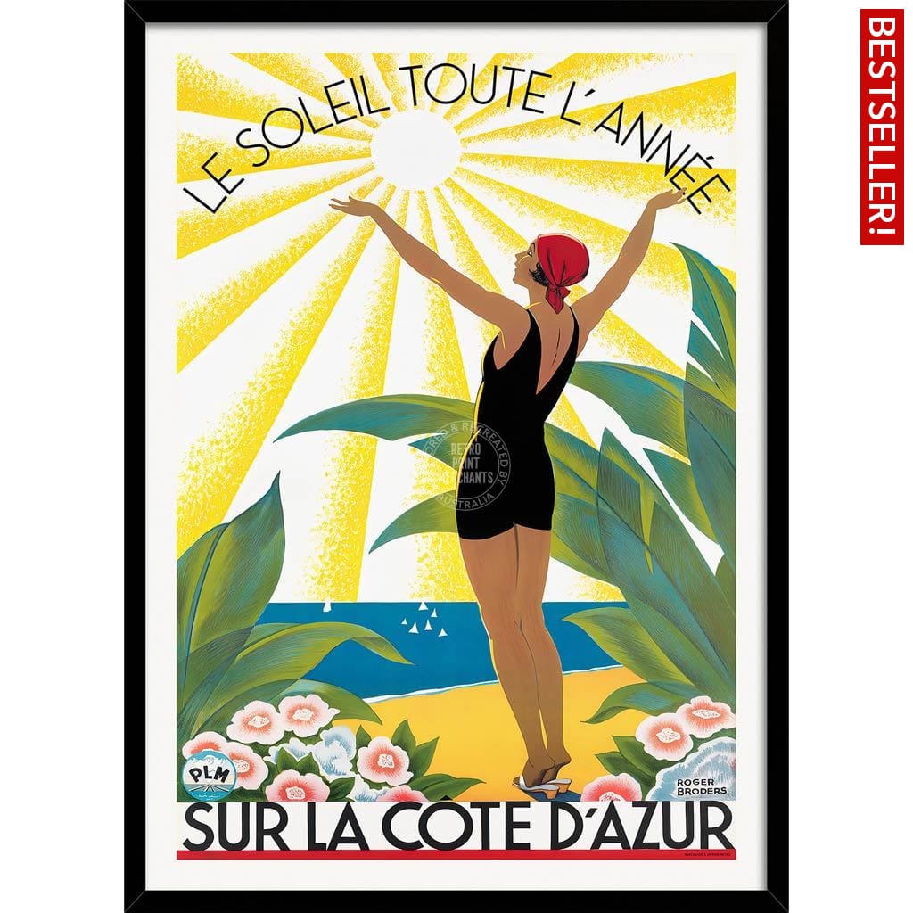 Cote Dazur 1931 | France A3 297 X 420Mm 11.7 16.5 Inches / Framed Print - Black Timber Art