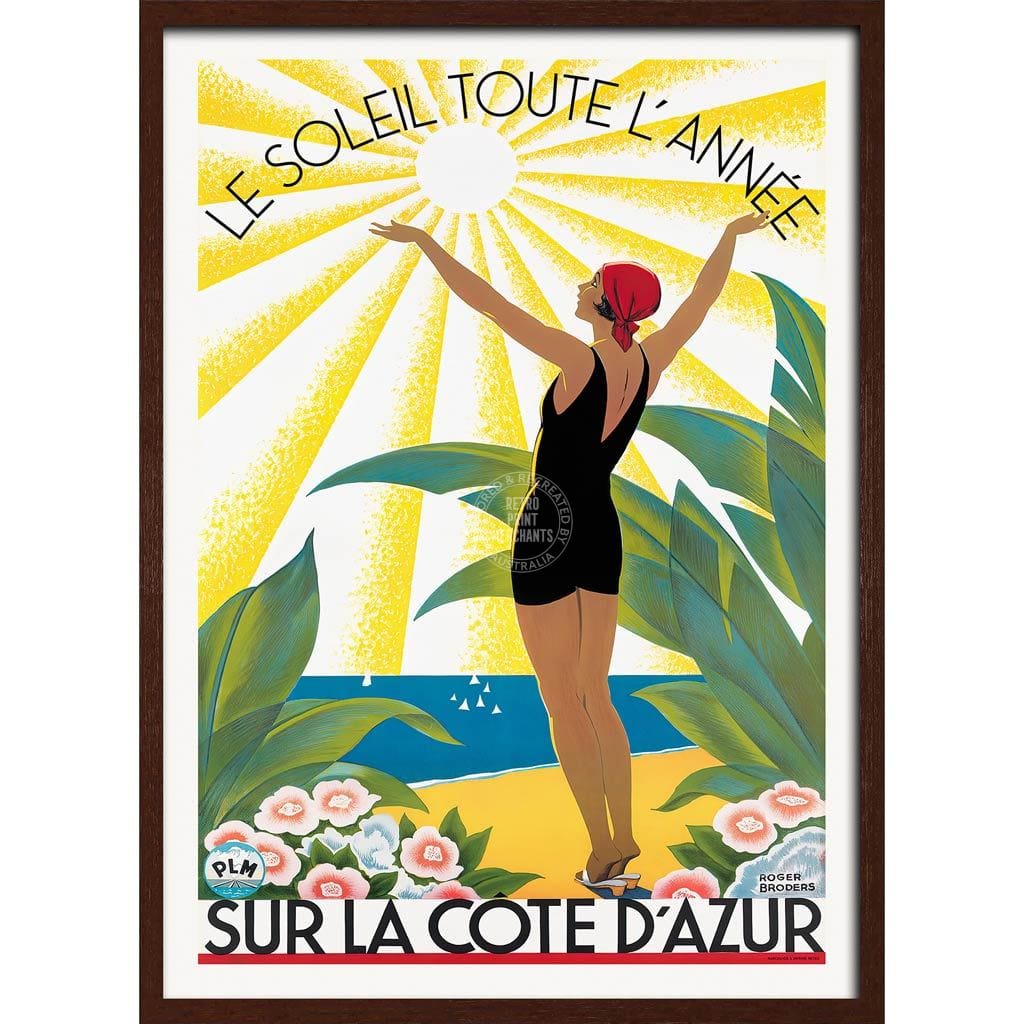 Cote Dazur 1931 | France A3 297 X 420Mm 11.7 16.5 Inches / Framed Print - Dark Oak Timber Art