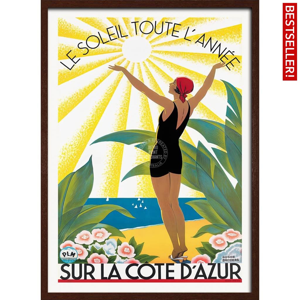 Cote Dazur 1931 | France A3 297 X 420Mm 11.7 16.5 Inches / Framed Print - Dark Oak Timber Art