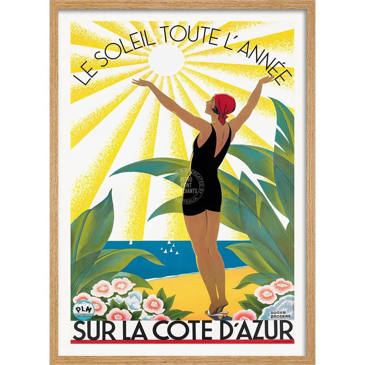 Cote Dazur 1931 | France A3 297 X 420Mm 11.7 16.5 Inches / Framed Print - Natural Oak Timber Art