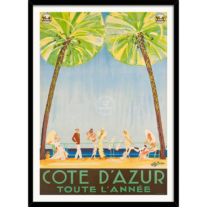 Cote D’azur | France A3 297 X 420Mm 11.7 16.5 Inches / Framed Print: Black Timber Print Art