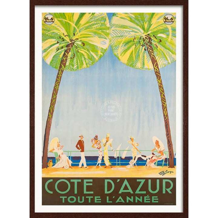 Cote D’azur | France A3 297 X 420Mm 11.7 16.5 Inches / Framed Print: Chocolate Oak Timber Print Art