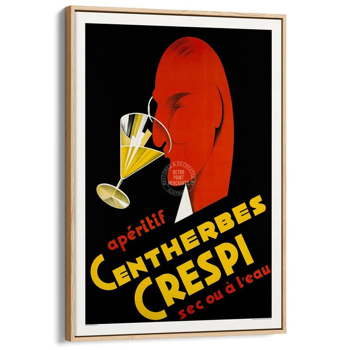 Crespi Aperitif | France A3 297 X 420Mm 11.7 16.5 Inches / Canvas Floating Frame - Natural Oak