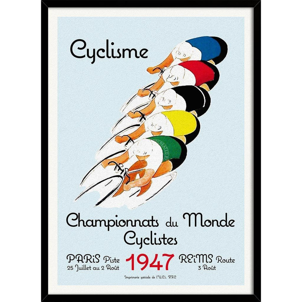 Cyclisme 1947 | France 422Mm X 295Mm 16.6 11.6 A3 / Black Print Art