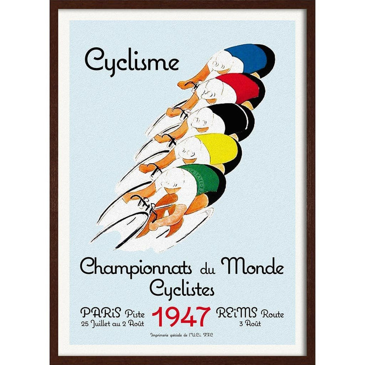 Cyclisme 1947 | France 422Mm X 295Mm 16.6 11.6 A3 / Dark Oak Print Art
