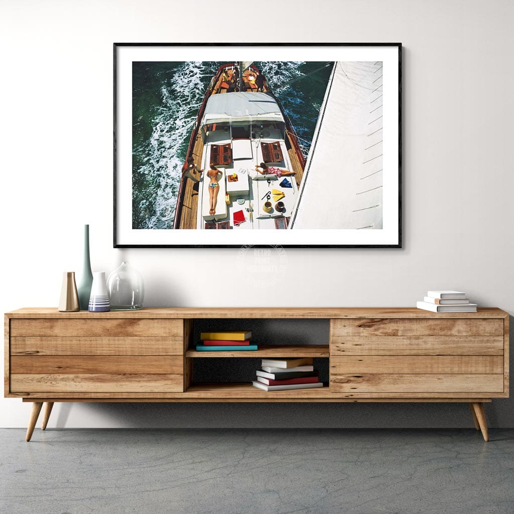 Deck Dwellers By Slim Aarons C Size | 320 X 490Mm Unframed 600 760Mm Framed / Framed Print: Black