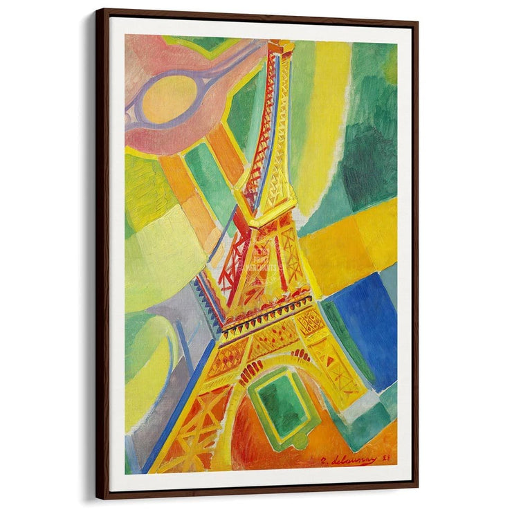 Delaunay Eiffel Tower | France A3 297 X 420Mm 11.7 16.5 Inches / Canvas Floating Frame - Dark Oak