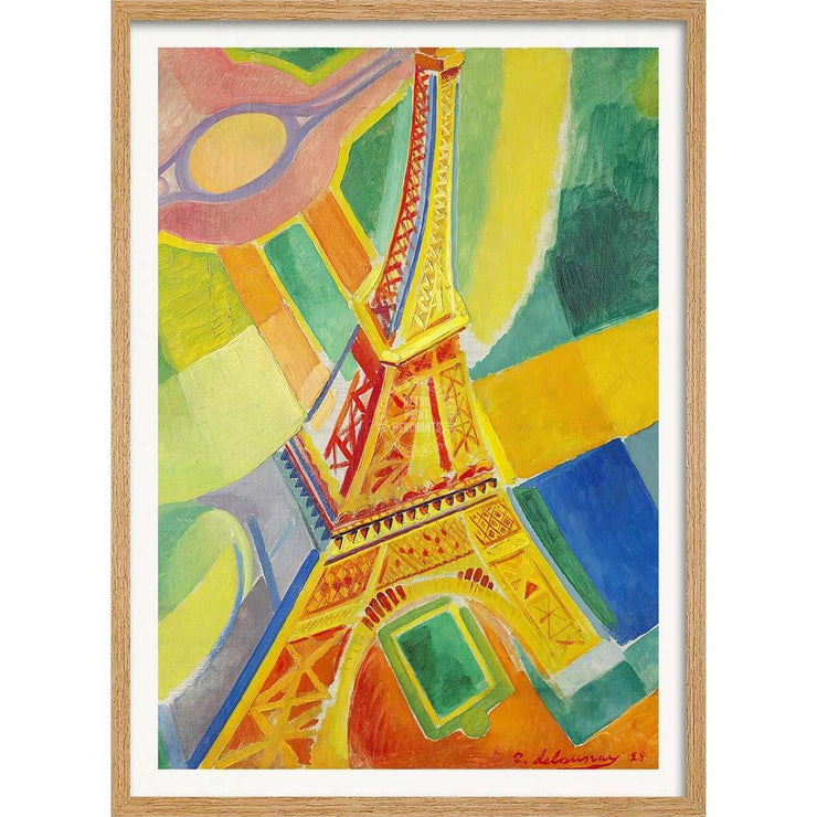 Delaunay Eiffel Tower | France A3 297 X 420Mm 11.7 16.5 Inches / Framed Print - Natural Oak Timber