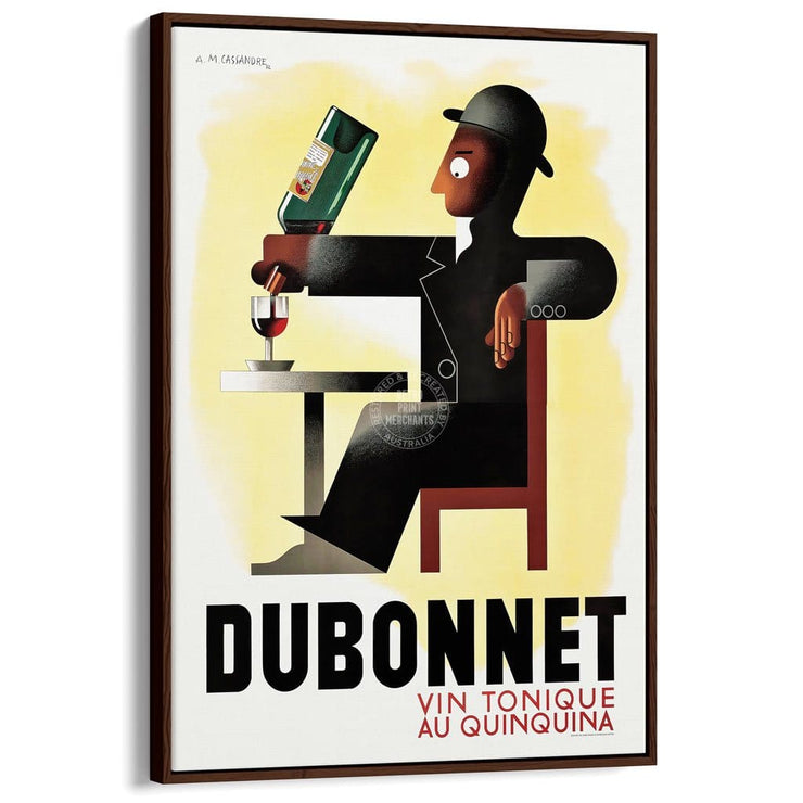 Dubonnet 1932 | France A3 297 X 420Mm 11.7 16.5 Inches / Canvas Floating Frame - Dark Oak Timber