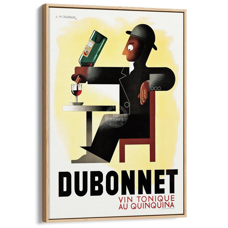 Dubonnet 1932 | France A3 297 X 420Mm 11.7 16.5 Inches / Canvas Floating Frame - Natural Oak Timber