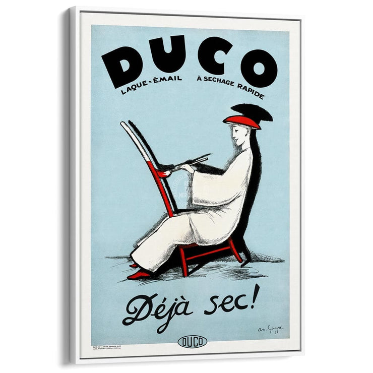 Duco Enamel | France A3 297 X 420Mm 11.7 16.5 Inches / Canvas Floating Frame - White Timber Print