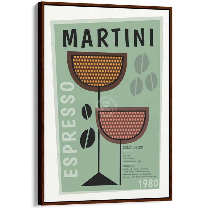 Espresso Martini Cocktail | Worldwide A4 210 X 297Mm 8.3 11.7 Inches / Canvas Floating Frame: