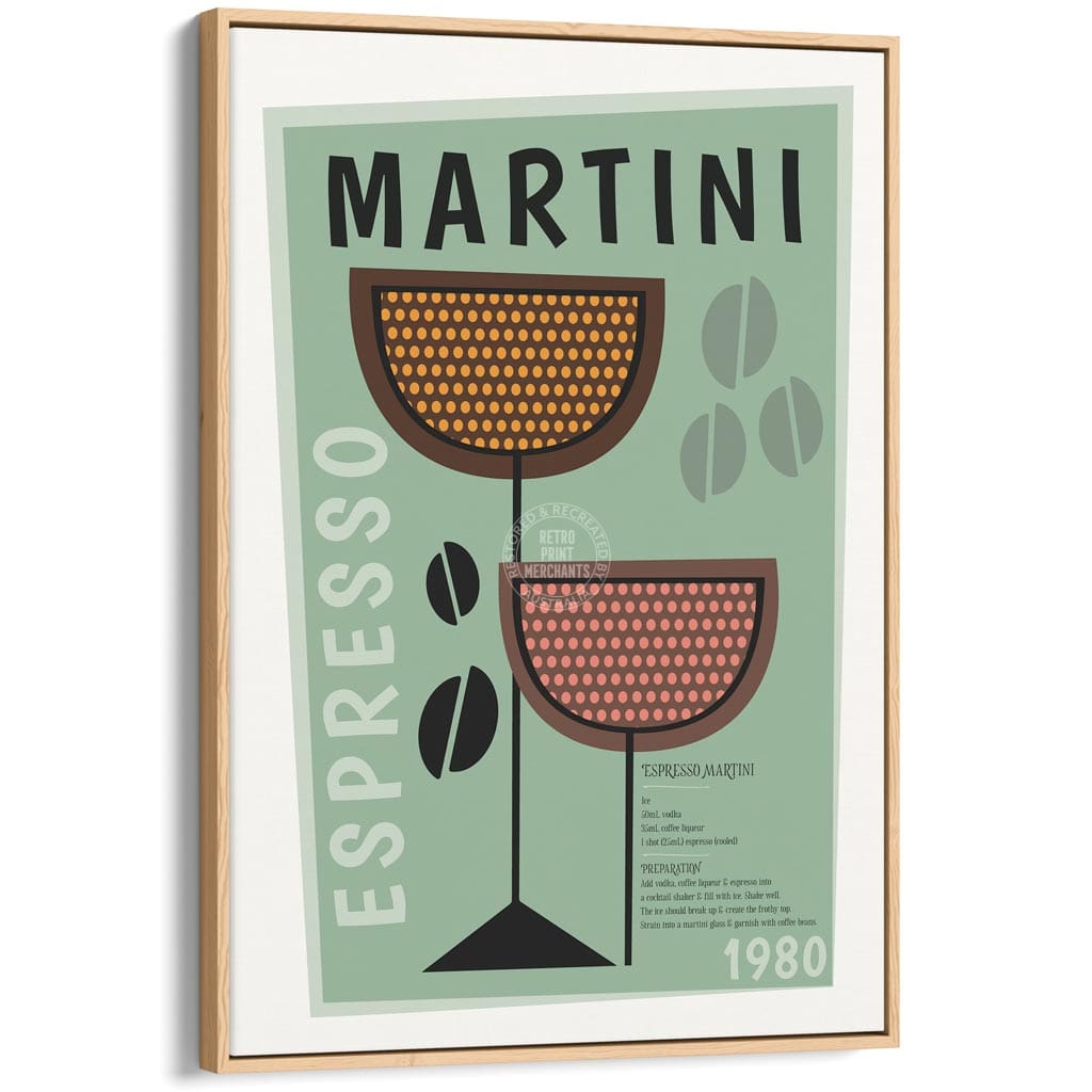 Espresso Martini Cocktail | Worldwide A4 210 X 297Mm 8.3 11.7 Inches / Canvas Floating Frame: