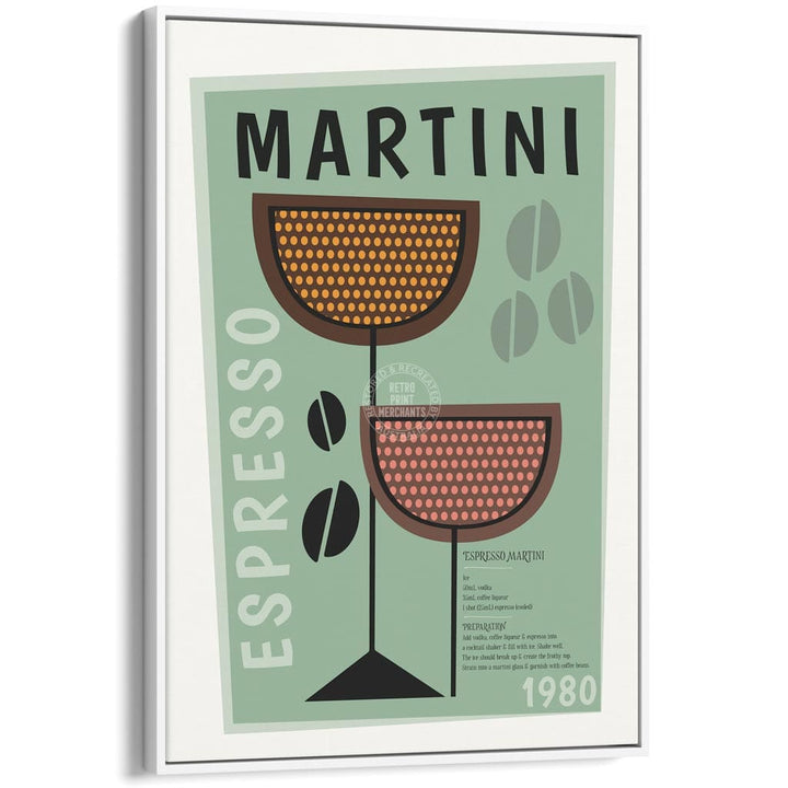 Espresso Martini Cocktail | Worldwide A4 210 X 297Mm 8.3 11.7 Inches / Canvas Floating Frame: White