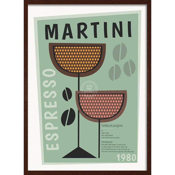 Espresso Martini Cocktail | Worldwide A4 210 X 297Mm 8.3 11.7 Inches / Framed Print: Chocolate Oak