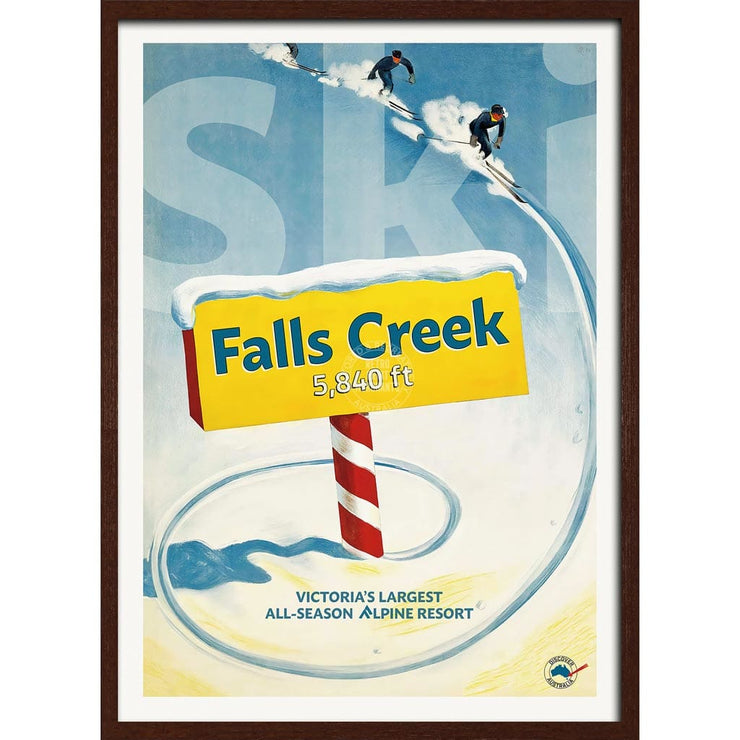 Falls Creek | Australia A3 297 X 420Mm 11.7 16.5 Inches / Framed Print - Dark Oak Timber Art