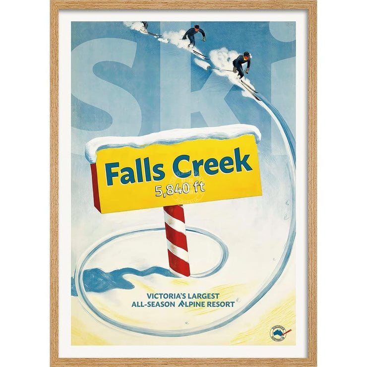 Falls Creek | Australia A3 297 X 420Mm 11.7 16.5 Inches / Framed Print - Natural Oak Timber Art