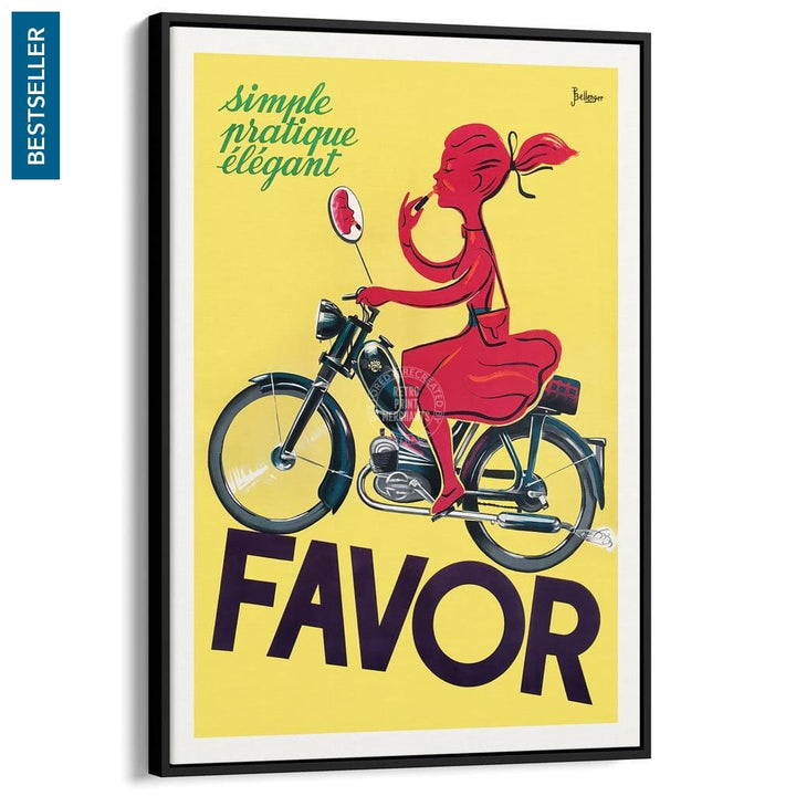 Favor Moped | France A3 297 X 420Mm 11.7 16.5 Inches / Canvas Floating Frame - Black Timber Print