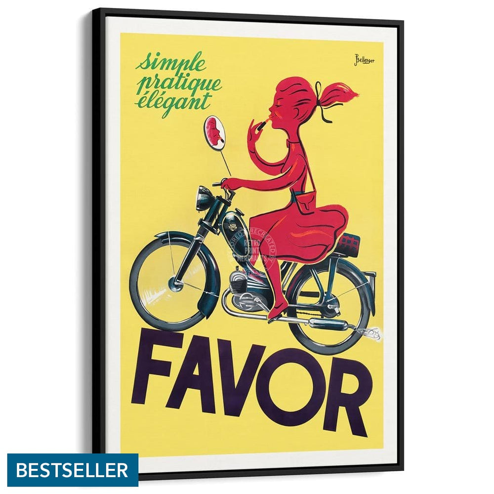 Favor Moped | France A3 297 X 420Mm 11.7 16.5 Inches / Canvas Floating Frame - Black Timber Print