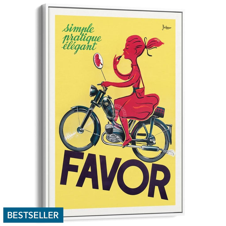 Favor Moped | France A3 297 X 420Mm 11.7 16.5 Inches / Canvas Floating Frame - White Timber Print
