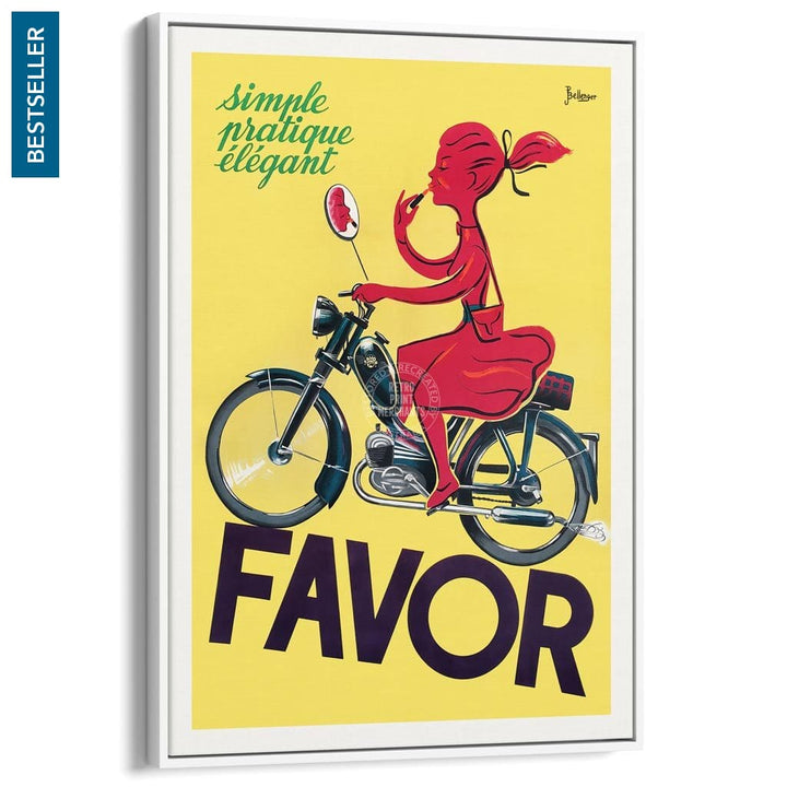 Favor Moped | France A3 297 X 420Mm 11.7 16.5 Inches / Canvas Floating Frame - White Timber Print