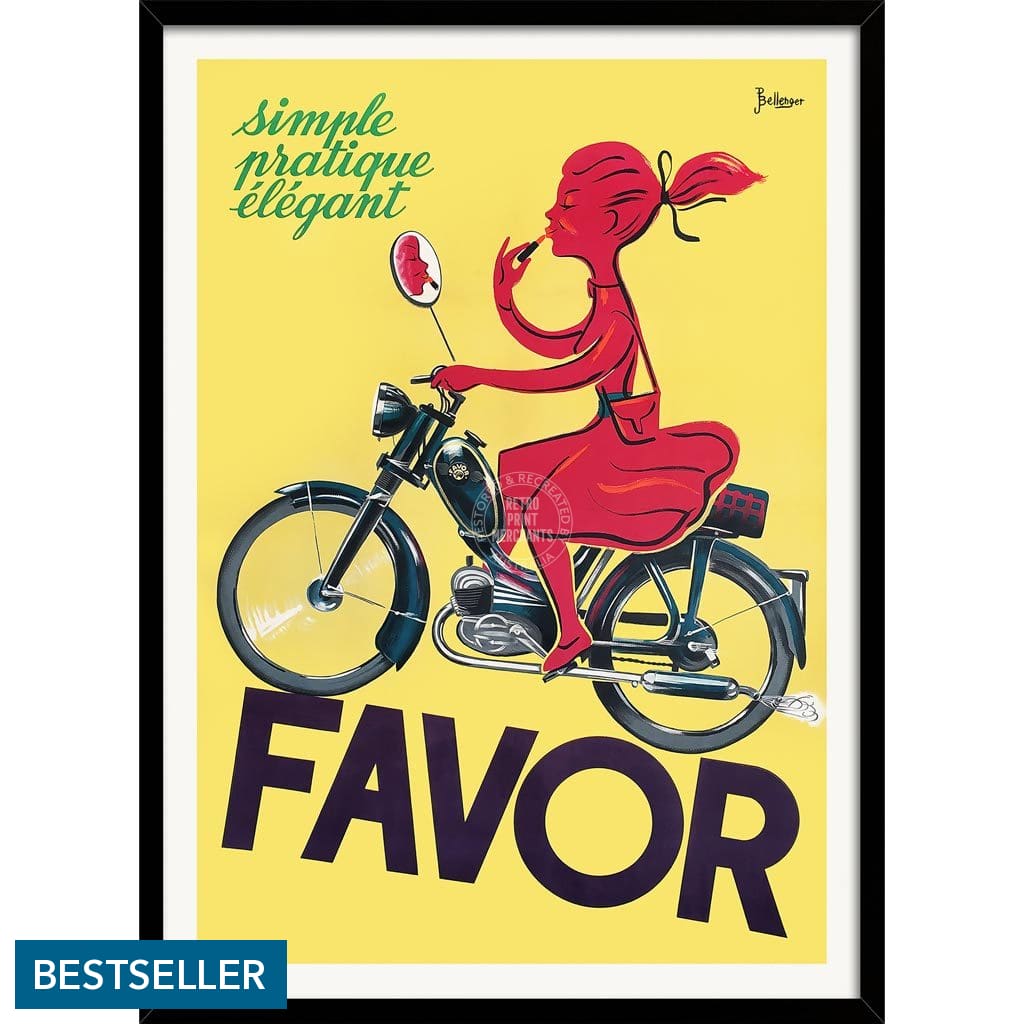 Favor Moped | France A3 297 X 420Mm 11.7 16.5 Inches / Framed Print - Black Timber Art