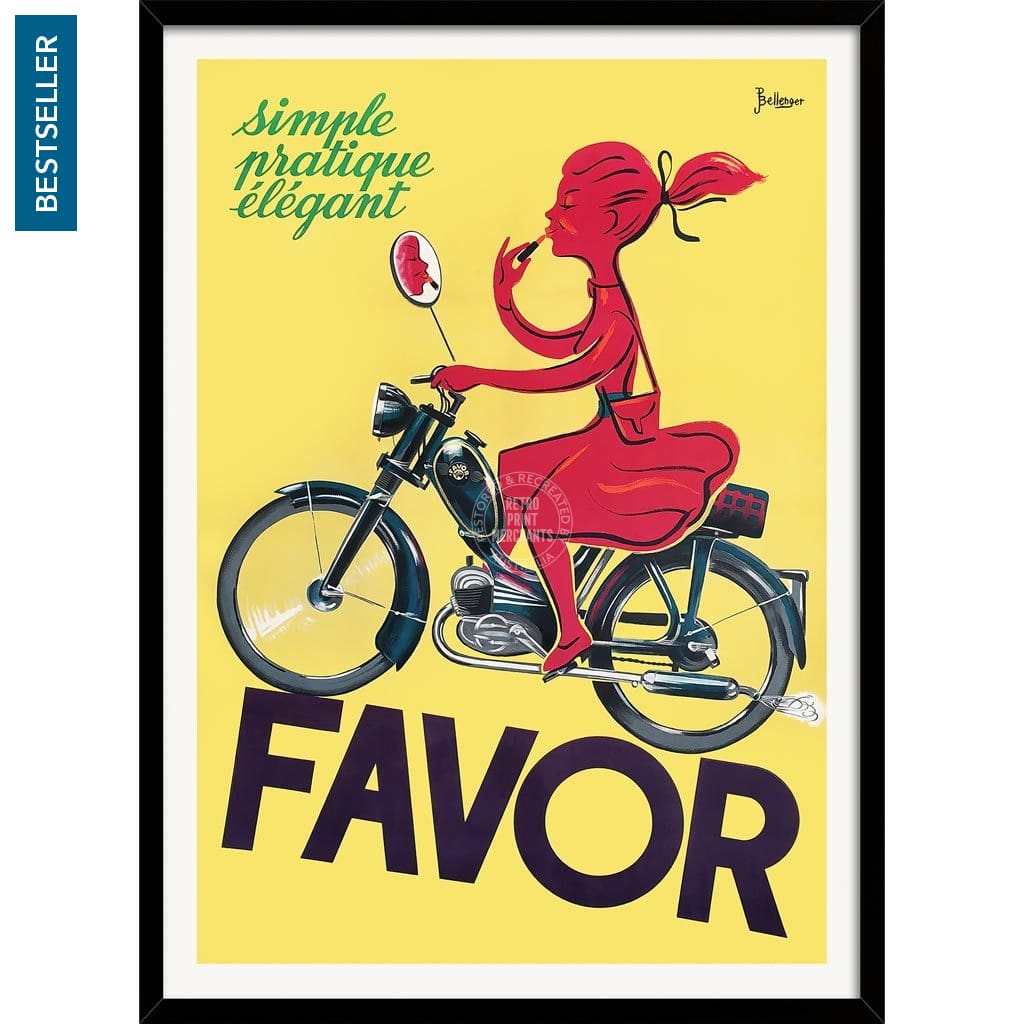 Favor Moped | France A3 297 X 420Mm 11.7 16.5 Inches / Framed Print - Black Timber Art