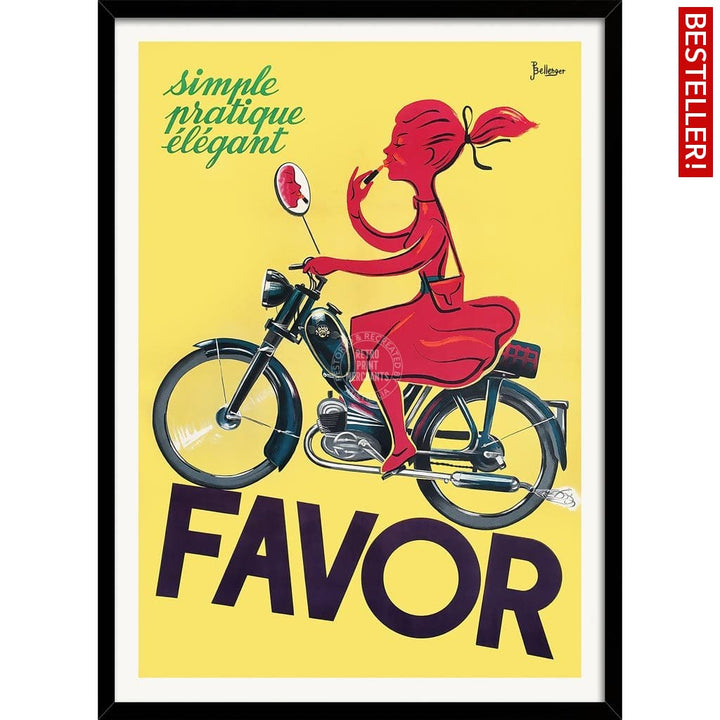 Favor Moped | France A3 297 X 420Mm 11.7 16.5 Inches / Framed Print - Black Timber Art